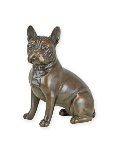 Bronzen zittende bulldog beeld