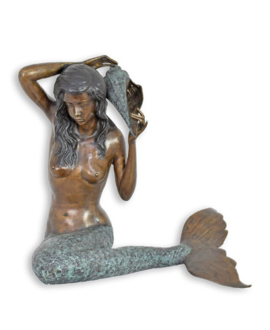 Bronzen zeemeermin fontein beeld type 3