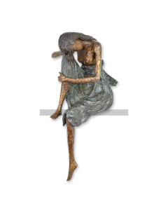 Bronzen beeld peinzende vrouw