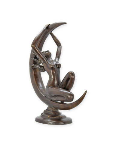 Bronzen beeld vrouwelijk naakt met wassende maan type 1 Bronzen beeld vrouwelijk naakt met wassende maan type 1