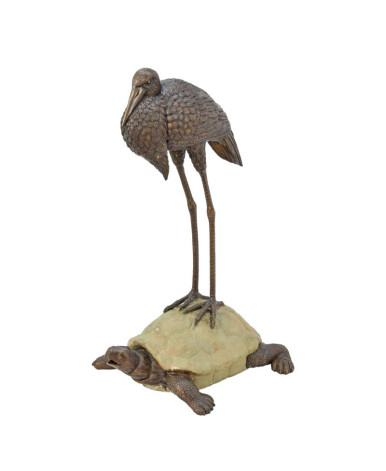 Bronzen reiger en schildpad fontein type 1