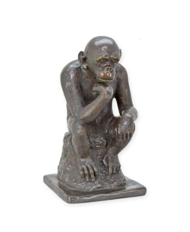 Bronzen denkende aap beeld