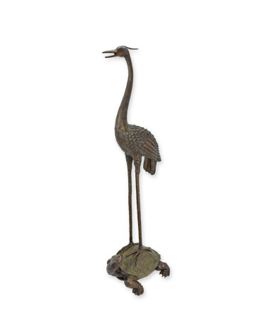 Bronzen reiger en schildpad fontein type 2