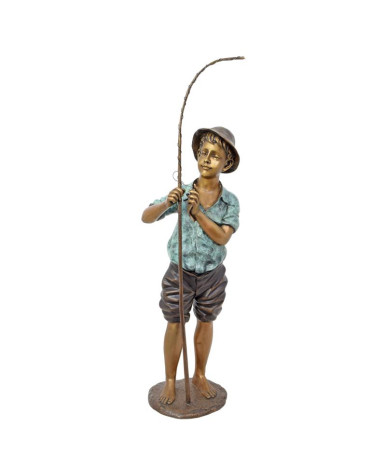 Bronzen vissersjongentje beeld
