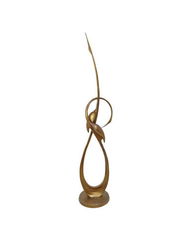 Abstract bronzen beeld twee kraanvogels