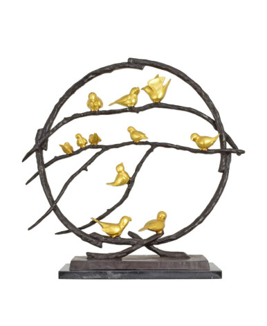 Modern bronzen vogels in boom beeld type 1