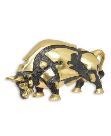 Bronzen beeld van een stier - zwart en goud
