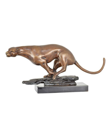 Bronzen beeld van een rennende jaguar Bronzen beeld van een rennende jaguar