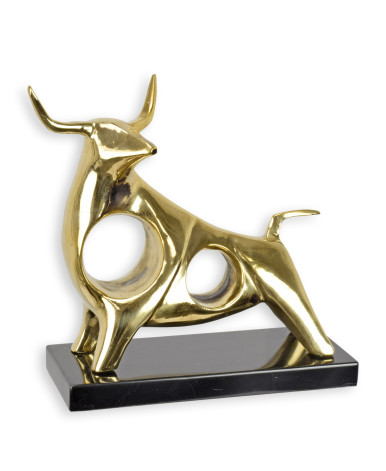 Bronzen beeld van een staande stier op een marmeren voet type 4 Bronzen beeld van een staande stier op een marmeren voet type 4