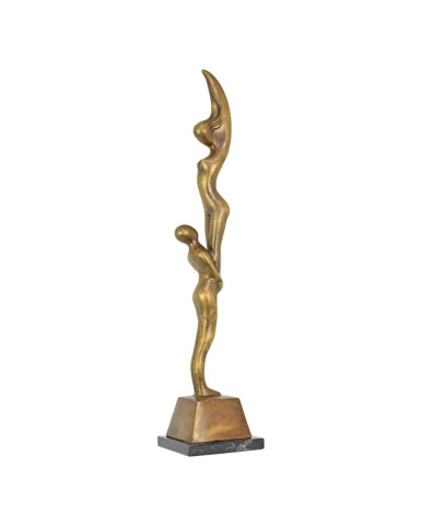 Abstract bronzen beeld acrobaten