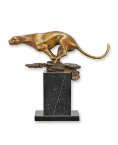 Bronzen rennende jaguar beeld type 1 Bronzen rennende jaguar beeld type 1