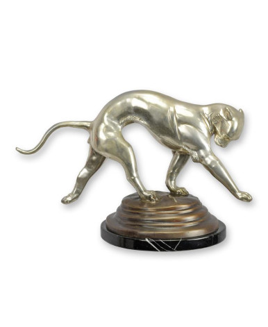Bronzen lopende jaguar beeld