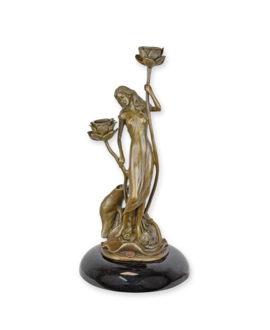 Bronzen Art Nouveau kandelaar Bronzen Art Nouveau kandelaar