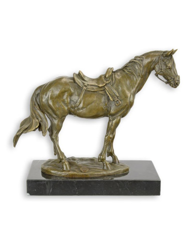 Bronzen beeld van een bereden paard