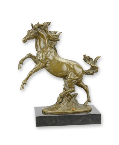 Bronzen steigerend paard beeld
