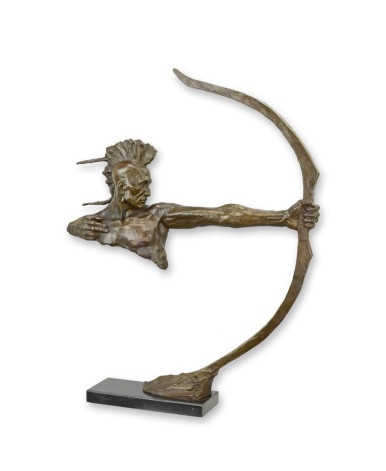 Bronzen beeld Mohawk krijger met boog