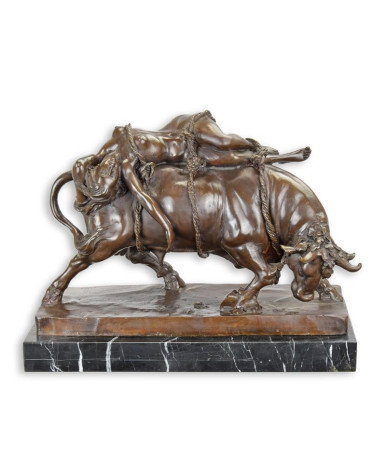 Bronzen beeld van Europa en de stier