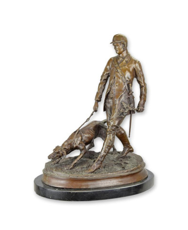 Bronzen lakei en bloedhond beeld