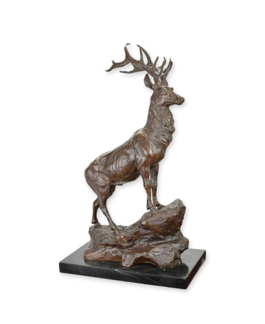 Bronzen beeld van hert op rots type 2 Bronzen beeld van hert op rots type 2