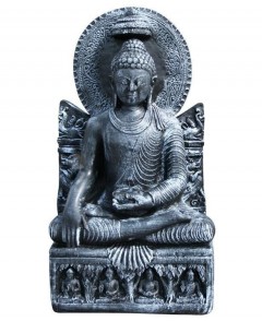 Boeddha op troon antraciet