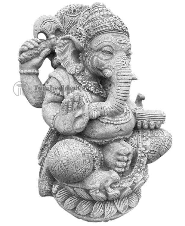herder Beenmerg Verliefd Betonnen Ganesha 55 cm lotushouding | Tuinbeeldencenter.nl